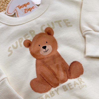 Conj. Casaco Super Cute Baby Bear e Calça - Off White